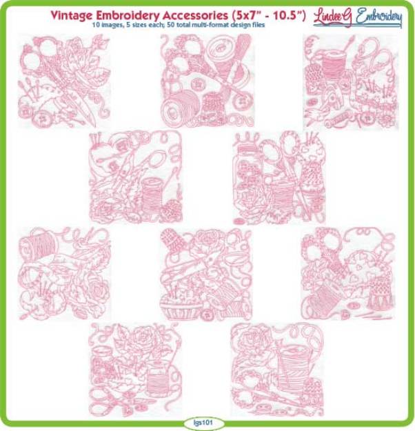 Picture of Vintage Embroidery Accessories Bundle Combo Embroidery Design Pack