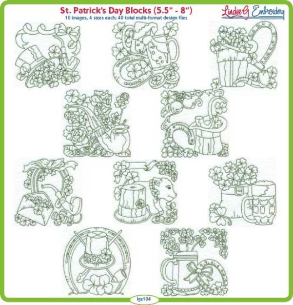 Picture of St. Patrick's Day Blocks Bundle Combo Embroidery Design Pack