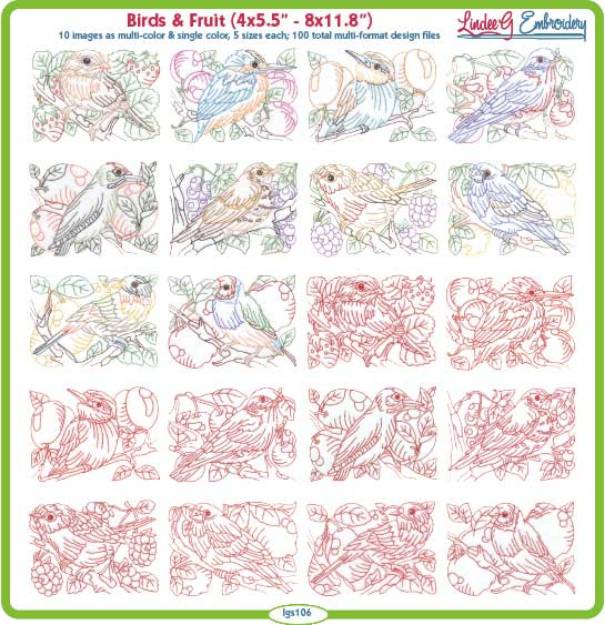 Picture of Birds & Fruit Bundle Combo Embroidery Design Pack