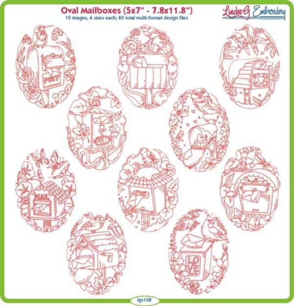 Picture of Oval Mailboxes Bundle Combo Embroidery Design Pack
