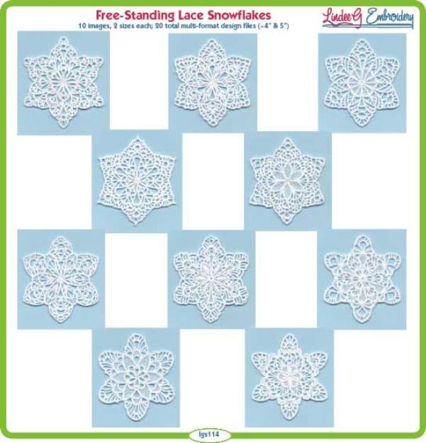 Picture of Free-Standing Lace Snowflakes Embroidery Design Pack