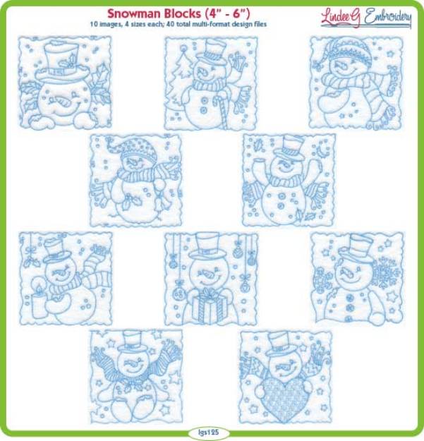 Picture of Cute Snowman Blocks Bundle Combo Embroidery Design Pack