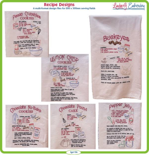 Picture of Recipes for Desserts Embroidery Design Pack