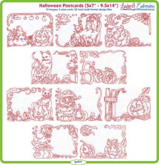 Picture of Halloween Postcards   Embroidery Design Pack