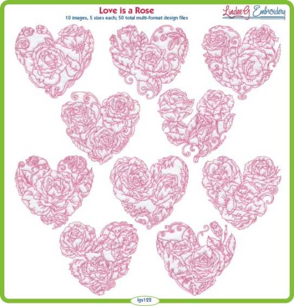 Picture of Love is a Rose  Embroidery Design Pack