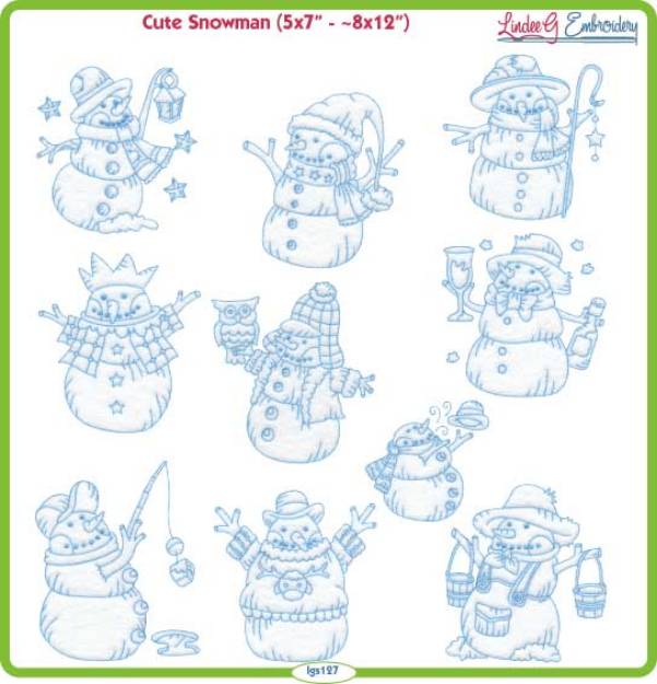 Picture of Cute Snowmen  Embroidery Design Pack