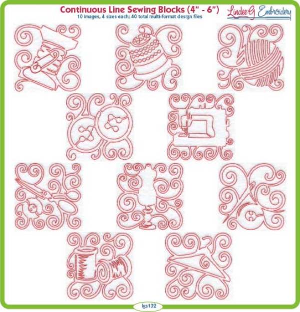 Picture of Continuous Line Sewing Blocks  Embroidery Design Pack