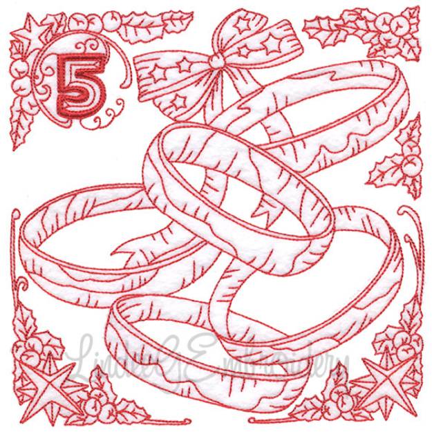 Picture of Redwork 5 Golden Rings (4 sizes) Machine Embroidery Design