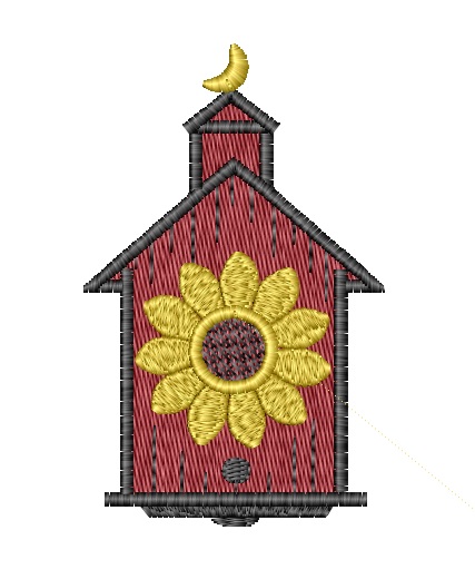 Homespun Country Birdhouse Machine Embroidery Design
