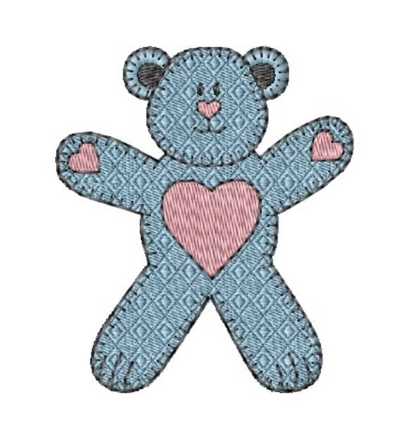 Picture of Homespun Country Heart Bear Machine Embroidery Design