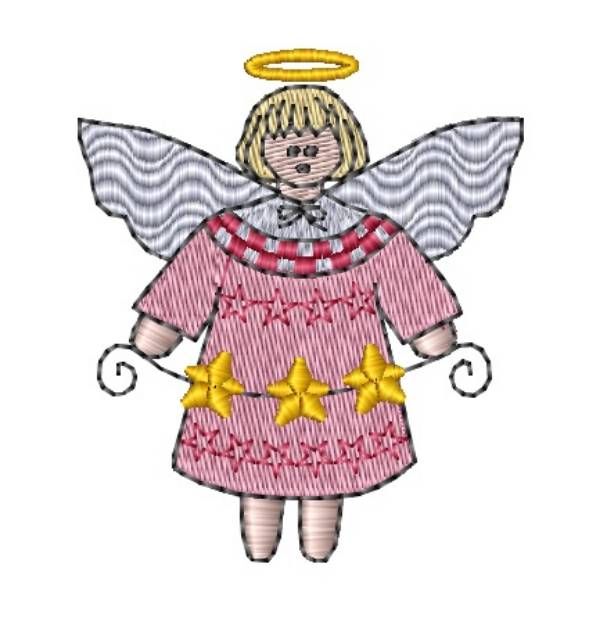Picture of Homespun Country Star Angel Machine Embroidery Design