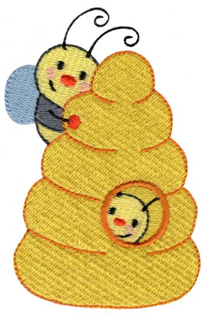 Picture of Busy Bees in Hive Machine Embroidery Design