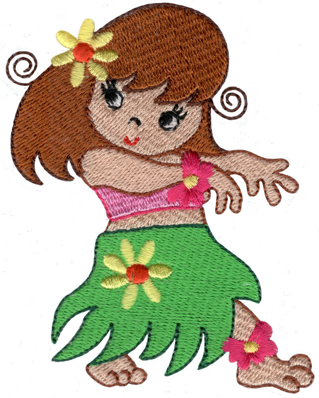 Dancing Hula Girl Machine Embroidery Design