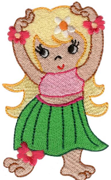 Picture of Yellow Hair Hula Girl Machine Embroidery Design