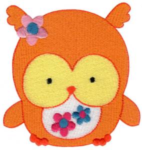 Picture of Owl with Flower Machine Embroidery Design