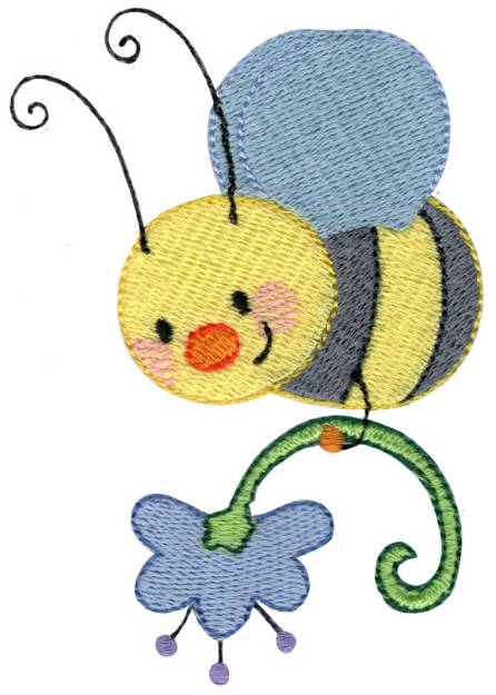 Picture of Busy Bee and Flower Machine Embroidery Design