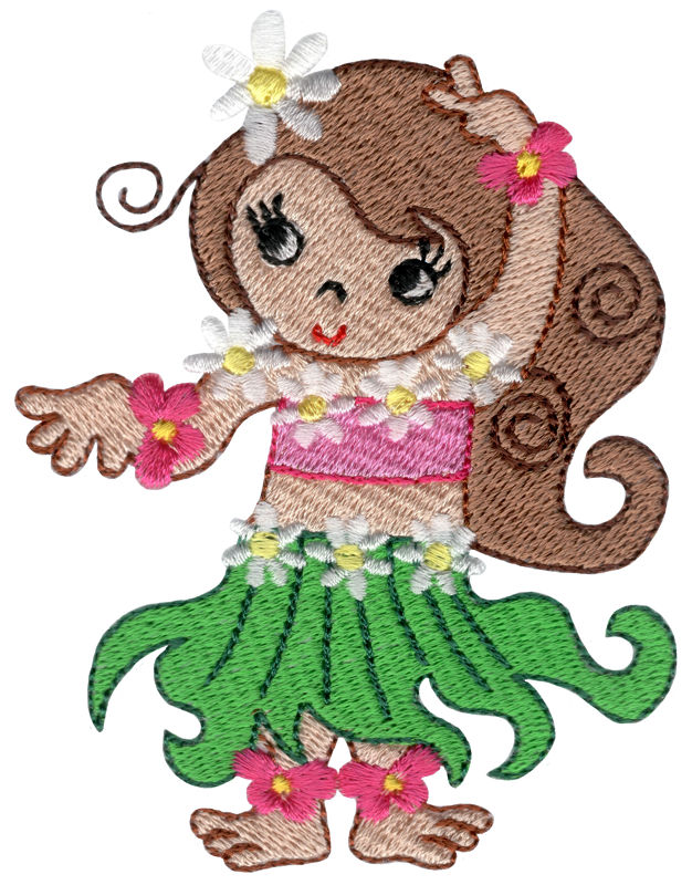Hula Girl Dancing Machine Embroidery Design