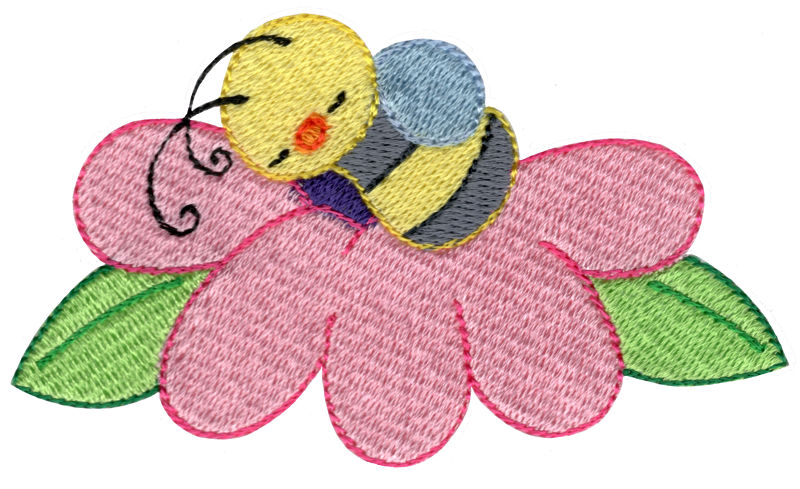 Sleeping Bee On Flower Machine Embroidery Design