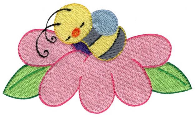 Picture of Sleeping Bee On Flower Machine Embroidery Design
