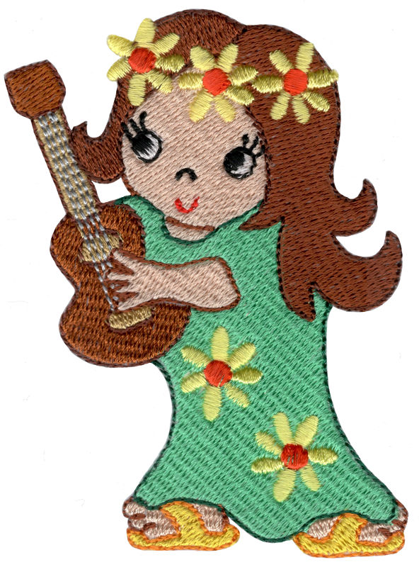 Hula Girl Playing Guitar Machine Embroidery Design