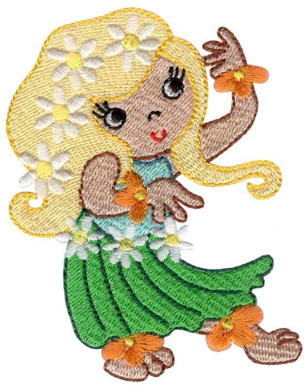 Yellow Hair Hula Girl Machine Embroidery Design