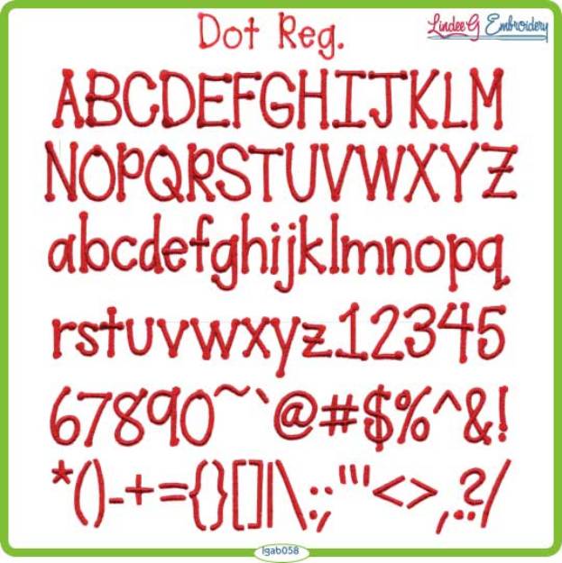 Picture of Dot Regular Embroidery Font