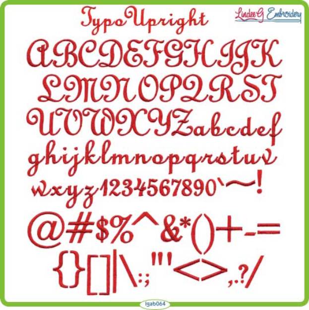 Picture of Script Upright Embroidery Font