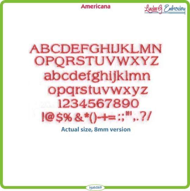 Picture of Americana Embroidery Font