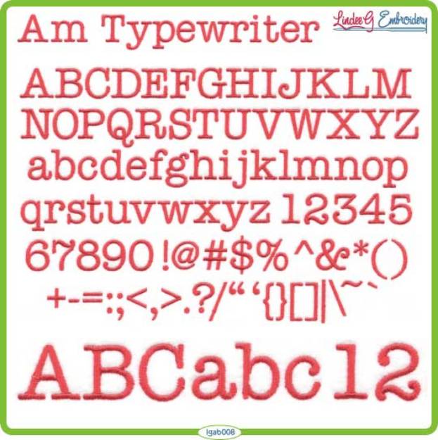 Picture of American Typewriter Embroidery Font