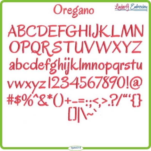 Picture of Oregano Embroidery Font