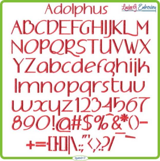 Picture of Adolphus Embroidery Font