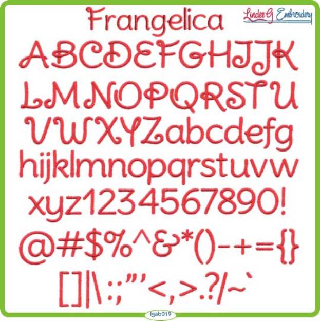 Picture of Frangelica Embroidery Font