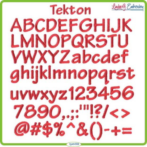 Picture of Tekton Embroidery Font
