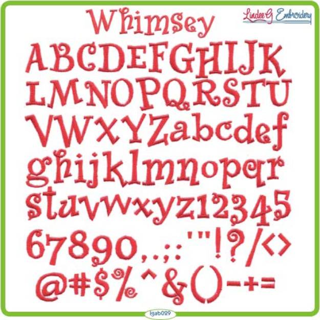 Picture of Whimsey Embroidery Font