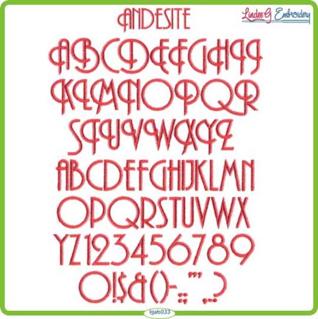 Picture of Andesite Embroidery Font