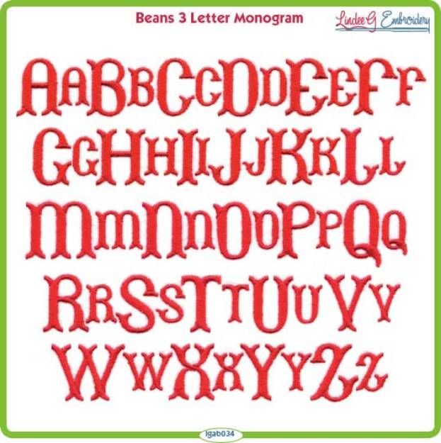 Picture of Beans Monogram Embroidery Font