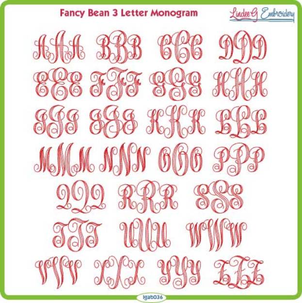 Picture of Fancy Monogram Bean Embroidery Font