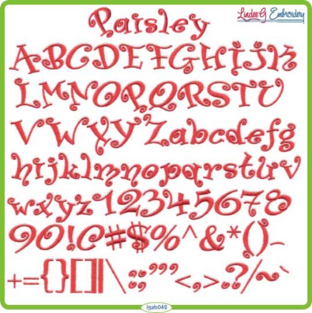 Picture of Paisley Embroidery Font
