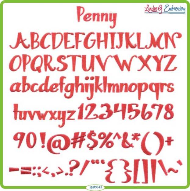 Picture of Penny Embroidery Font