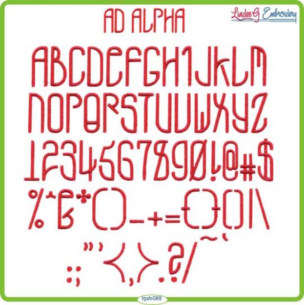 Picture of A.D. Alpha Embroidery Font