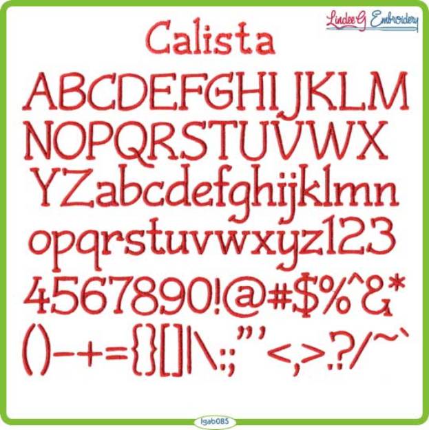 Picture of Calista Embroidery Font