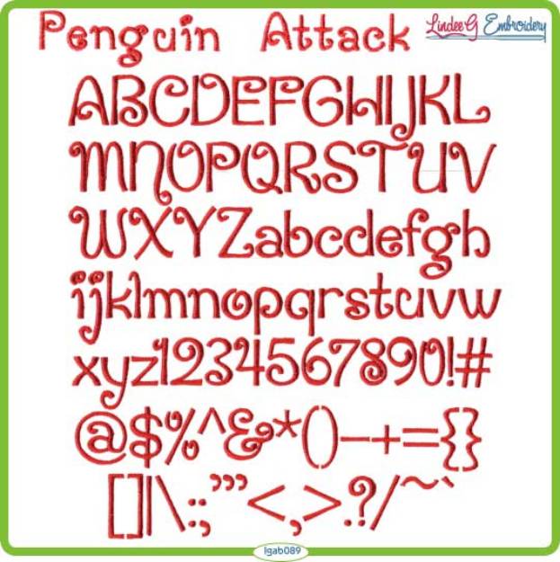 Picture of Penguin Attack Embroidery Font