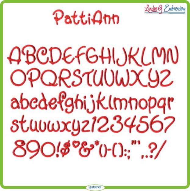 Picture of PattiAnn Embroidery Font
