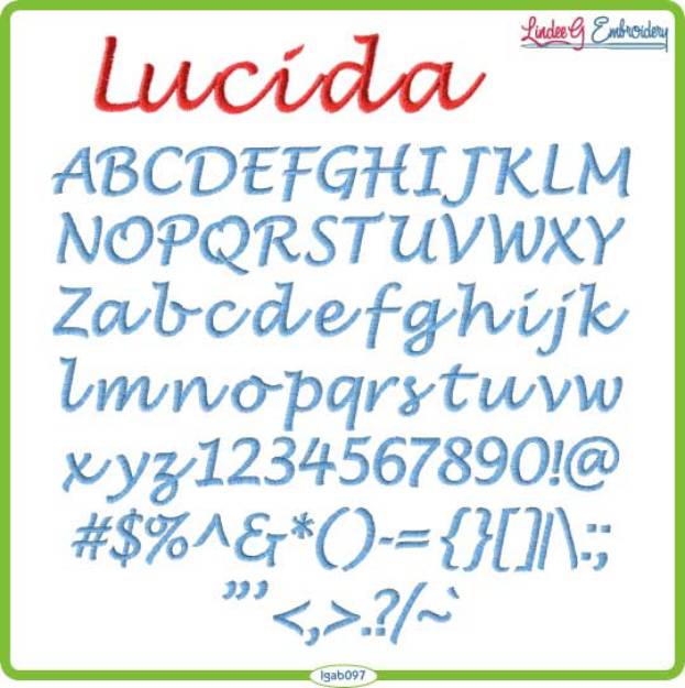 Picture of Lucida Handwriting Embroidery Font