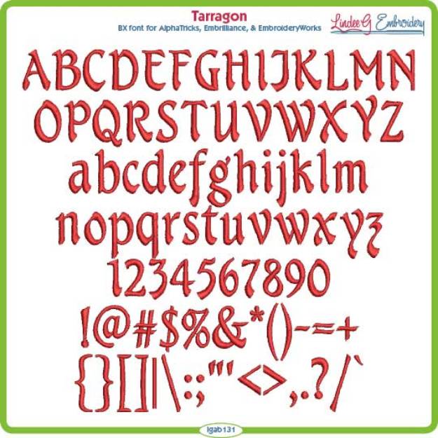 Picture of Tarragon Embroidery Font