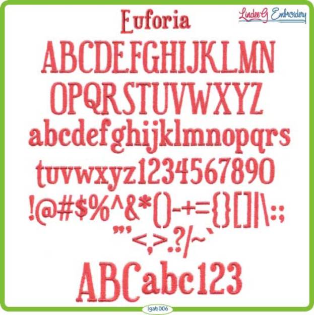 Picture of Euforia Embroidery Font Pack