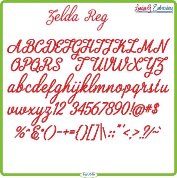 Picture of Zelda Script Embroidery Font Pack