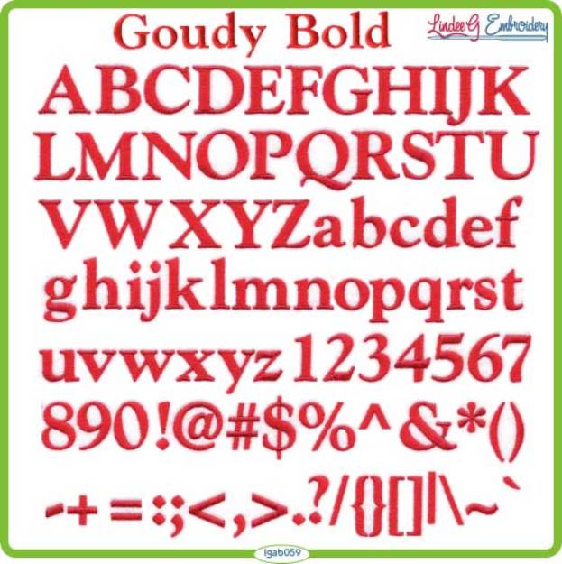 Picture of Goudy Bold Embroidery Font Pack