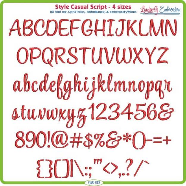 Picture of Style Casual Embroidery Font Pack