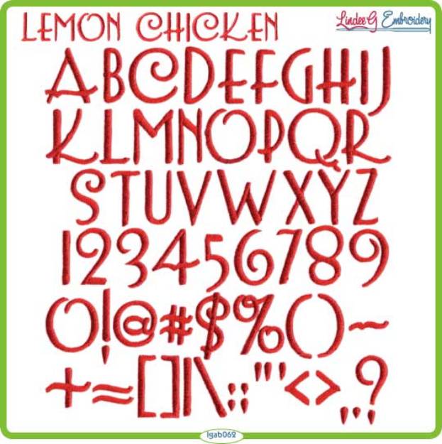 Picture of Lemon Chicken Embroidery Font